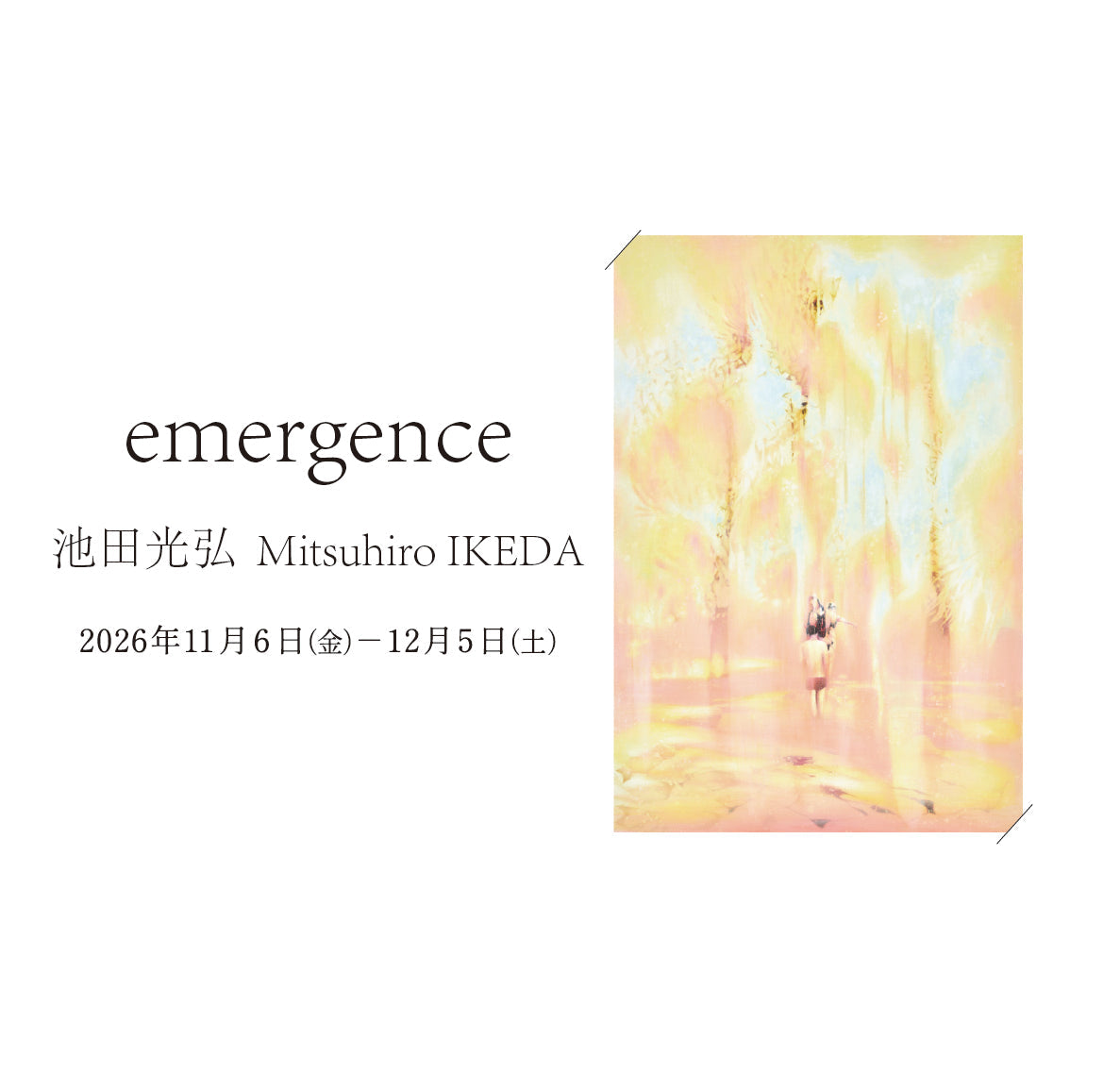 池田光弘 個展　「emergence」2026.11.6 - 12.5